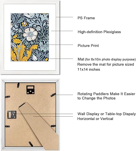 Vista 16 de Juego de 6 portarretratos de 5 x 7 con cristal real para fotos de 4 x 6 con paspartú o 5 x 7 sin paspartú, para pared o mesa, marcos de fotos