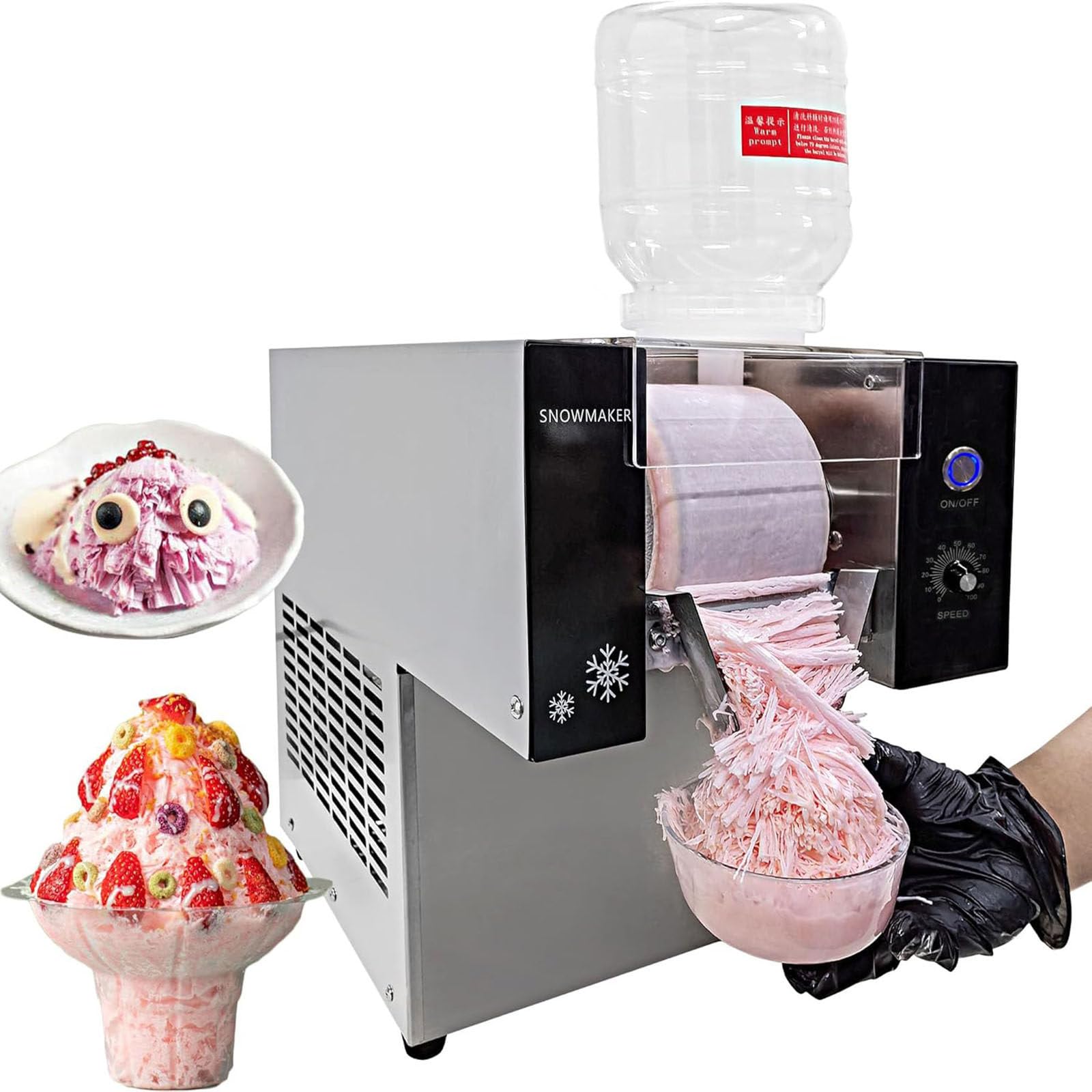 Ylpddmm Multicolor Electric Countertop Snowflake Ice Shaver,Stainless Steel Snow Ice Maker