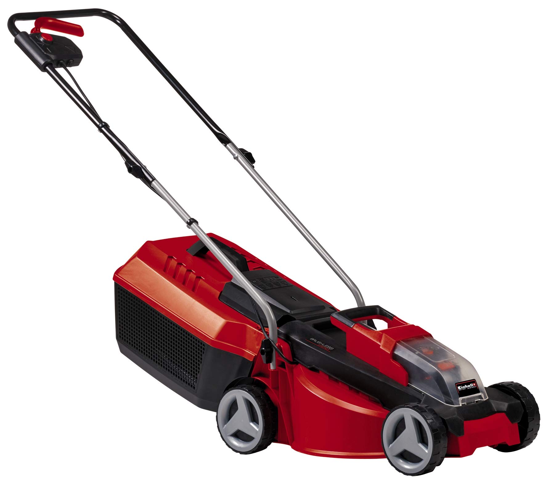 Einhell GE-CM 18/30 LI – Solo 34.131.57 Tagliaerba a spingere elettrico senza fili taglio 30 cm + Power-X-Change Starter Kit, Caricabatteria e Batteria da 4000 mAh Li-Ion, Nero, Rosso