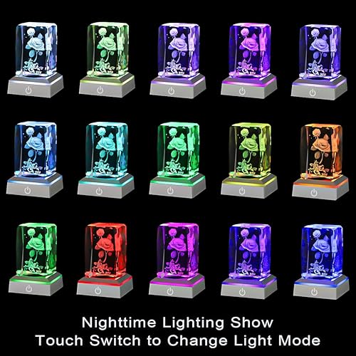 Miniatura 28 de hochance - Lámpara de decoración Rosa, luz nocturna multicolor de cristal 3D, ideas de regalos para Navidad para novia, esposa, madre, pareja