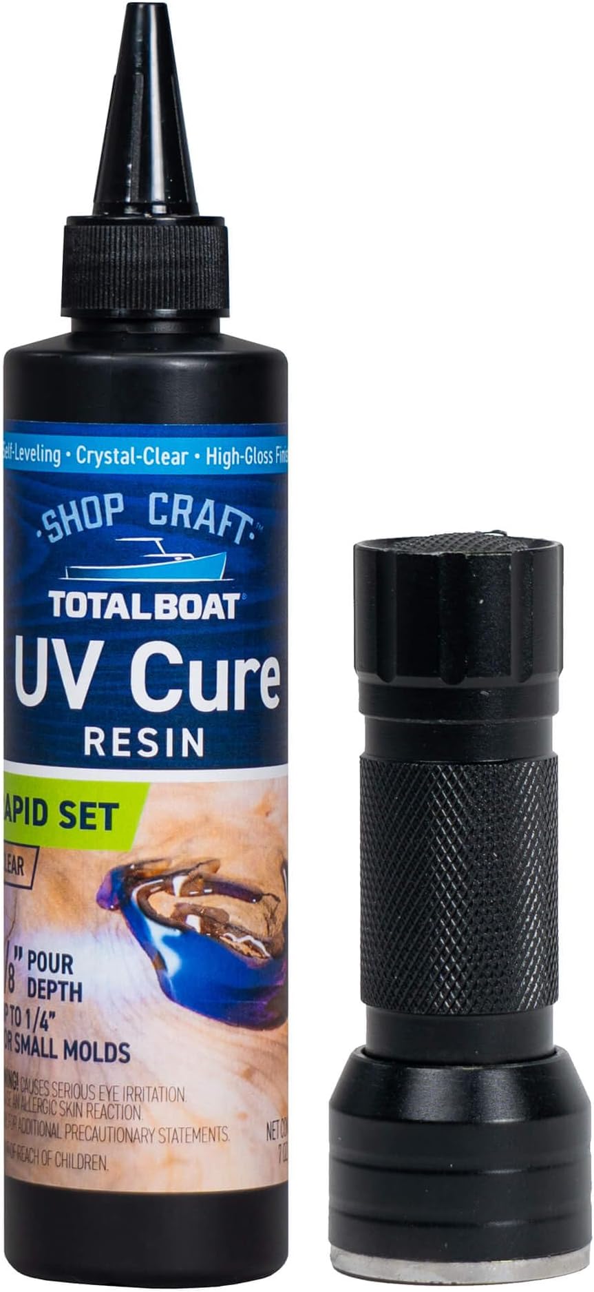 UV Cure Clear Acrylic Resin with UV Flashlight for DIY Jewelry Making, Small Resin Crafts, and Protective Coating