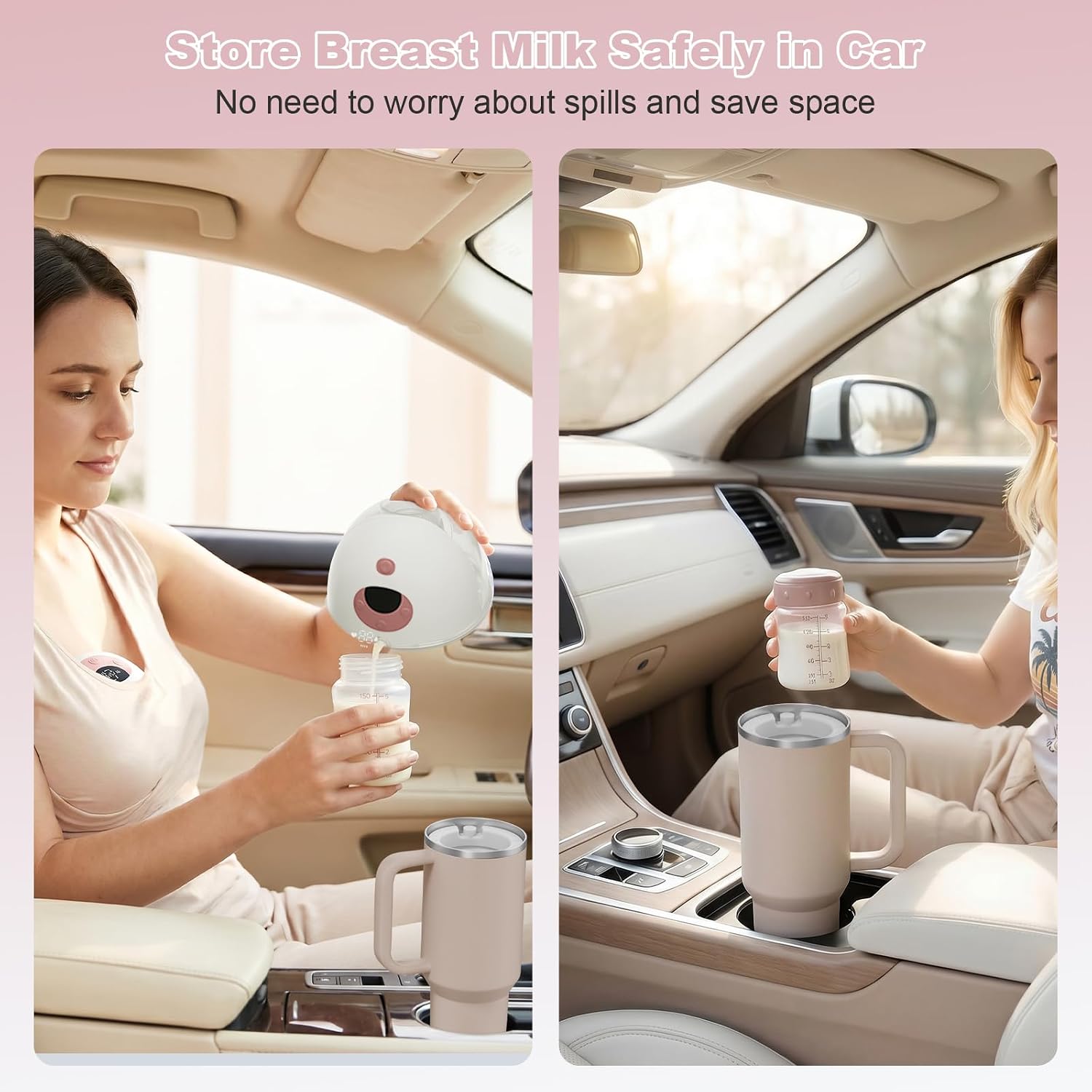 Breast Milk Cooler Compatible with Stanley Cup(40oz), 360° Total Cooling Breastmilk Chiller Fit Stanley Tumbler(40oz) for 12H+ Safe Storage, Portable Breastmilk Cooler with 2pcs Milk Storage Bottle