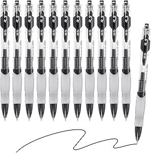 M&G Gel Pen Medium Point 0.38mm, 12 Pack Quick Dry Smooth Retractable Black Gel | UK