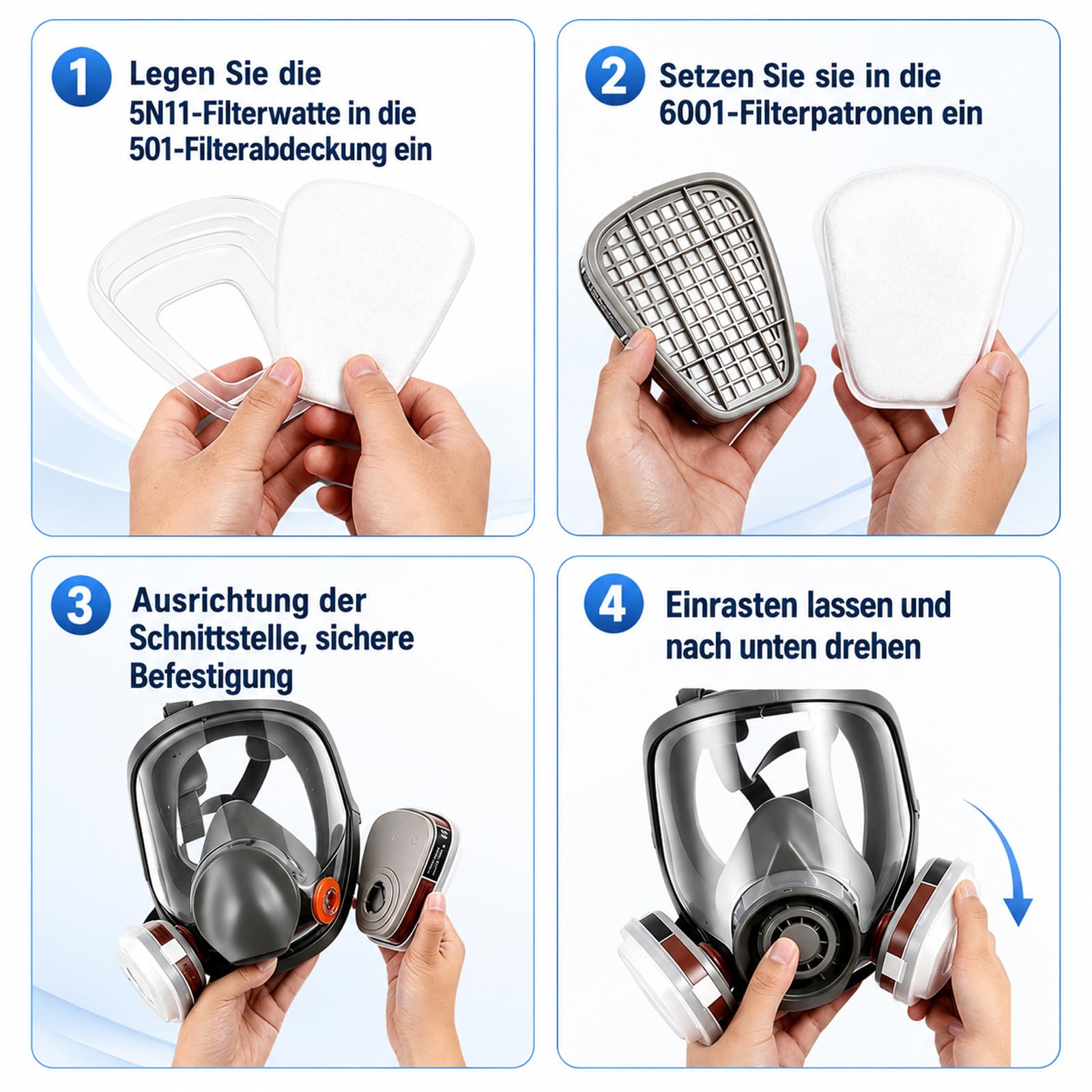 60 filtros de algodón 5N11 para mascarillas respiratorias, filtro de repuesto para máscaras de gas de las series 6200, 6300, 6502, 7502, 6800 y FF402, contra polvo, pintura, pulverización, productos