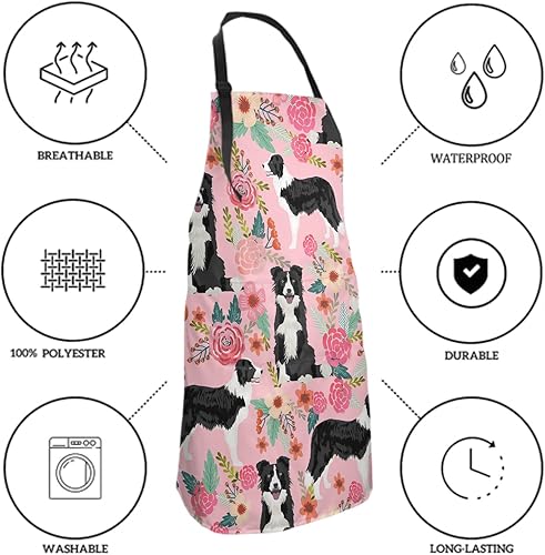 Miniatura 6 de Giwawa Delantal de cocina con bolsillos de cocina, delantales ajustables para adultos, para asar a la parrilla en el hogar