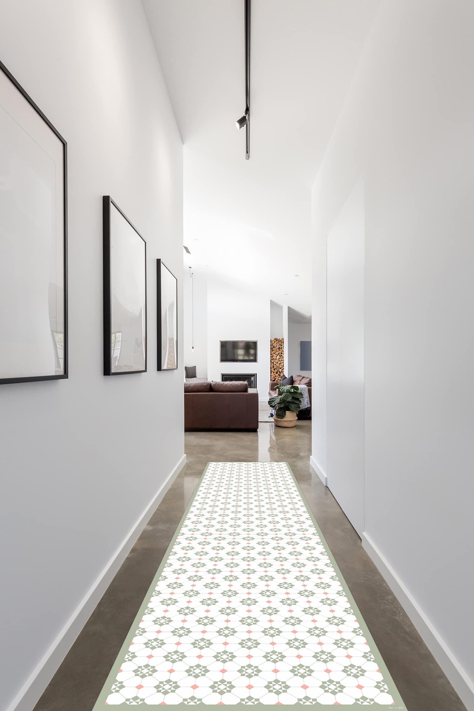 DobleUve Estudio Alfombra Vinílica Hidráulica 34 | Color Verde | 65x140 cm | Alfombra Cocina Lavable Antideslizante | Alfombra Vinilica | Suelo Vinílico | Alfombra Vinilo Salón