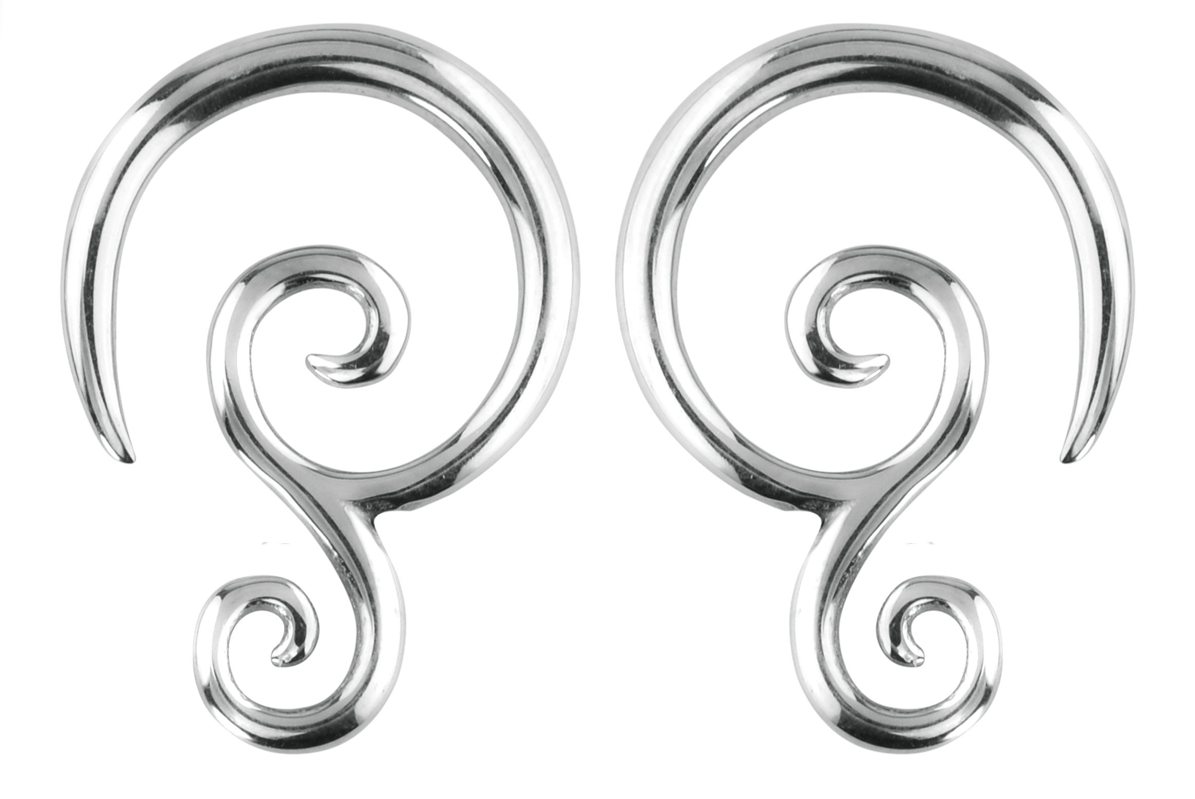 Pair of 6G-14G Surgical Steel Solid Tribal Design Taper Earrings