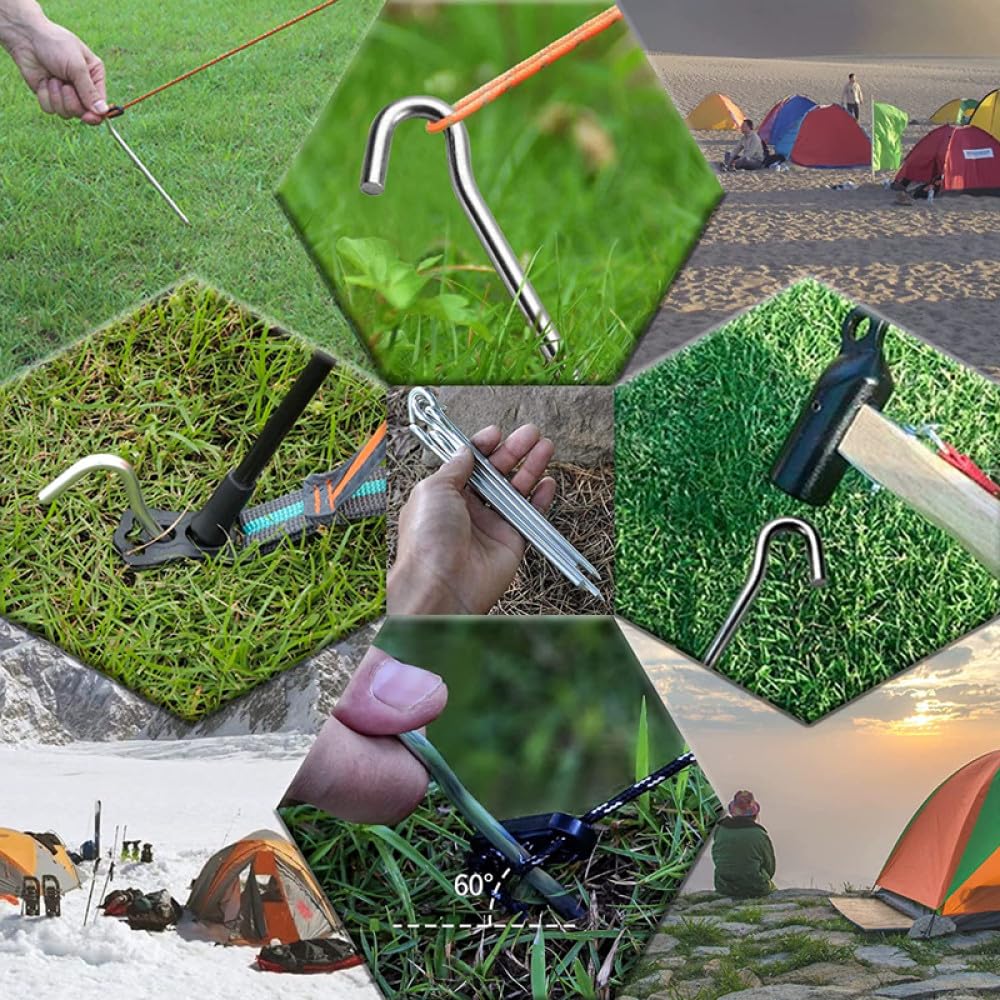 Picchetti per tende in alluminio da 10 pezzi, 18 cm, con gancio, leggeri, per tettoie da giardinaggio, escursionismo, campeggio, picchetti per tende, 10 pezzi rossi