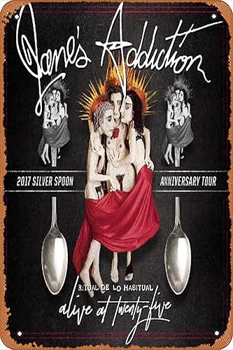 Zuhhgii Letreros de lata de música vintage de Janes Addiction Ritual De Lo Habitual Alive at Twenty Five (2017), placa retro divertida para el