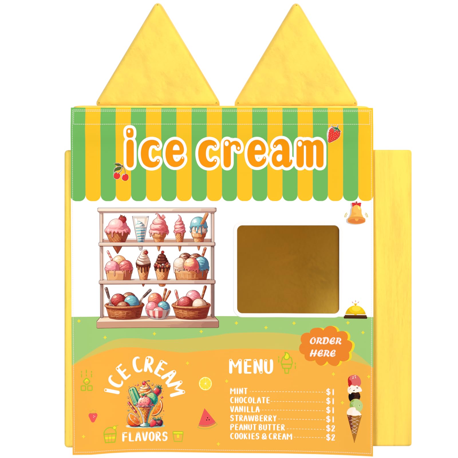 DLOREUK Play Panel for Kids Play Couch Foam Sofa Childrens Home Play Modular Couch (Sofa not Included) - Ice Cream Store