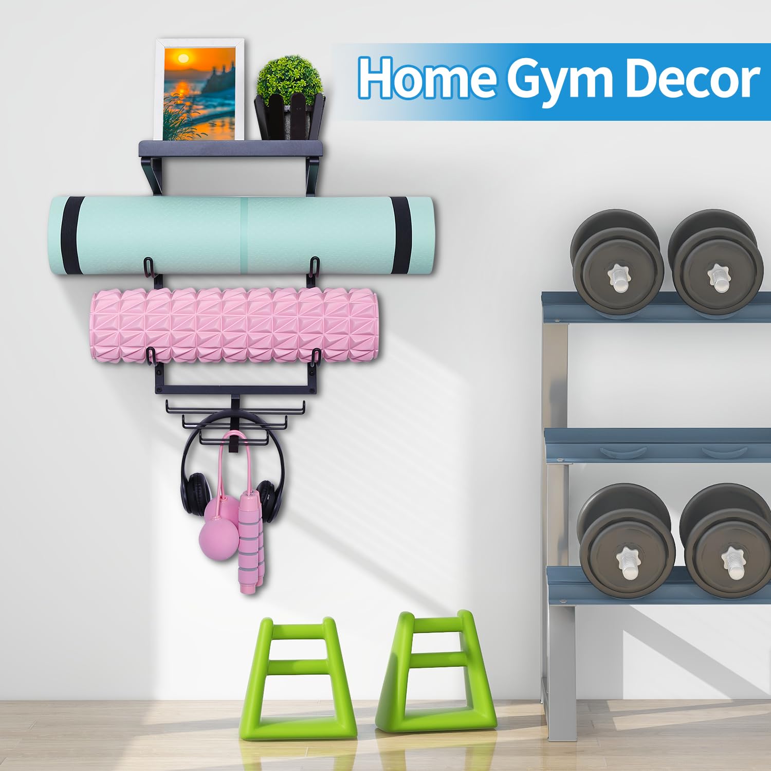 Yoga Mat Holder Wall Mount, Wall Rack Organizer, Storage Foam - View #8