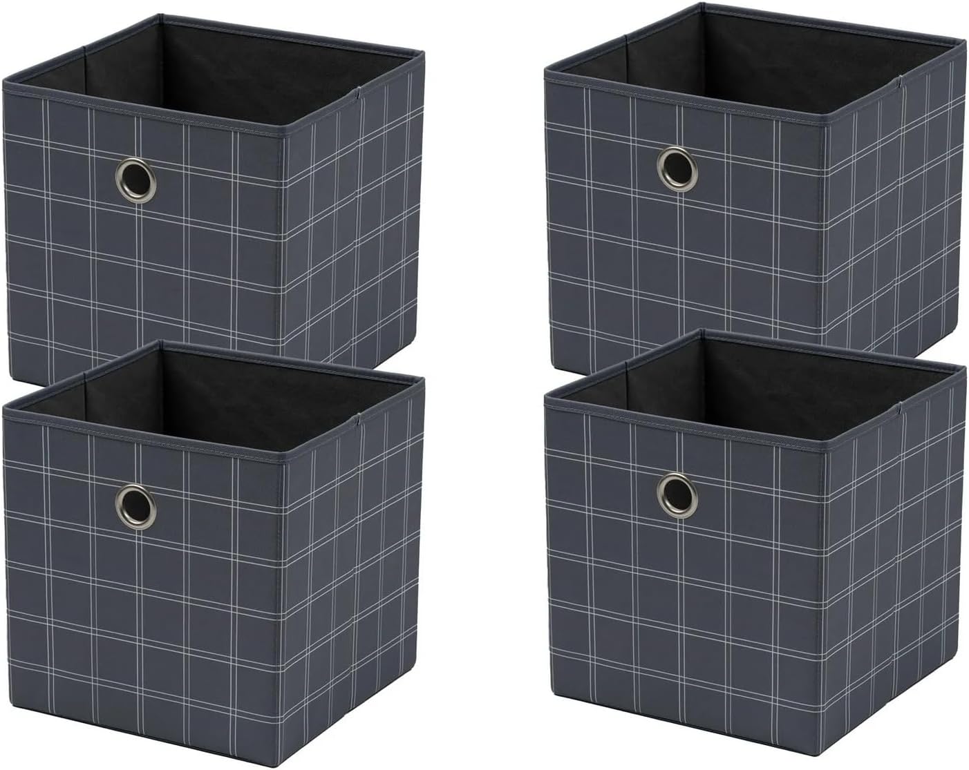 Collapsible Fabric Cube Storage Bins,Foldable Cloth Storage Organizer Baskets for Home Organizer Set of 4 (Gray/White)