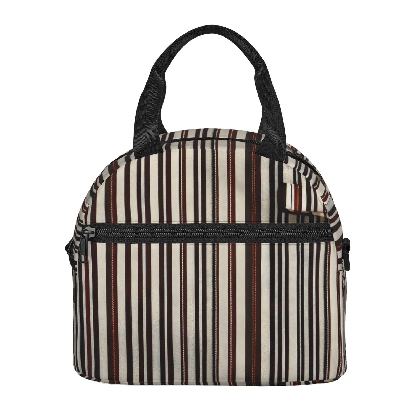 Sac à déjeuner isotherme réutilisable à rayures marron pour adultes - Pour le travail, les voyages - Pour homme et femme