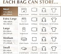 Vista 5 de GENIE SPACE Bolsas de almacenamiento al vacío XXL para ropa, ropa de cama y armarios, 43 x 35 pulgadas, herméticas, reutilizables y a prueba