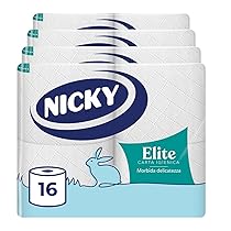 Nicky Elite – 16 Rotoli di Carta Igienica, 170 Soffici Fogli a 3 Veli, Morbida e Resistente a Contatto con la Pelle, Dermatologicamente Testata, Carta 100% Certificata FSC