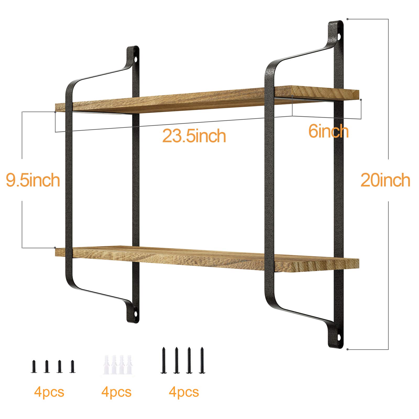 LoveKANKEI Rustic Floating Shelves Wall Mounted Industrial Wall