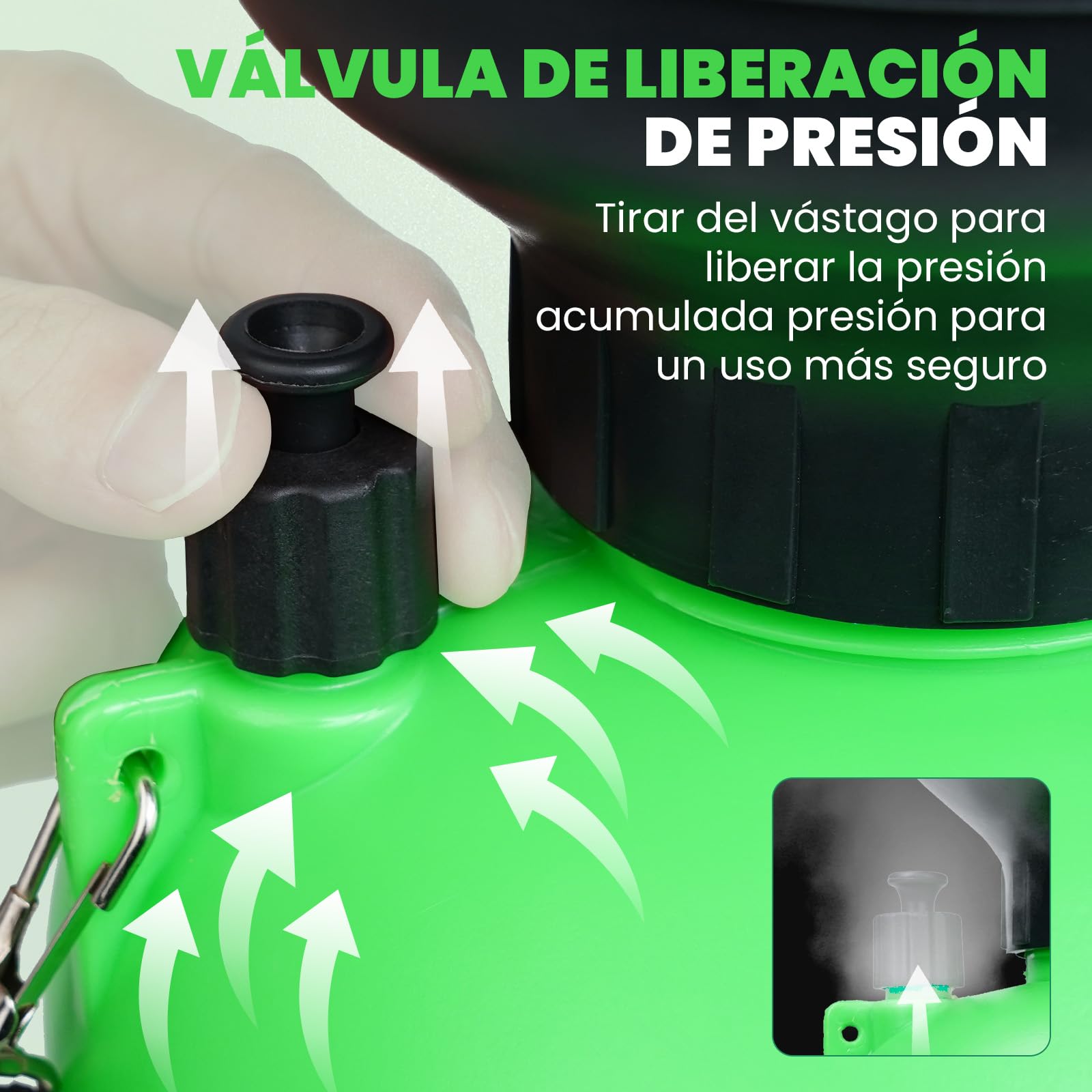 HYCHIKA Pulverizador a Presión 5L, Sulfatadora Manual 5 litros, Mochila Fumigadora Pulverizador Plantas, Lanza de Acero Inoxidable, Boquillas Regulables, para Riego de Plantas y Cuidado del Jardín
