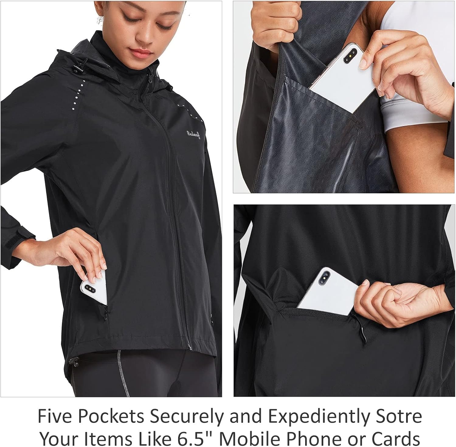 BALEAF Women's Running Rain Jackets Waterproof Windbreaker