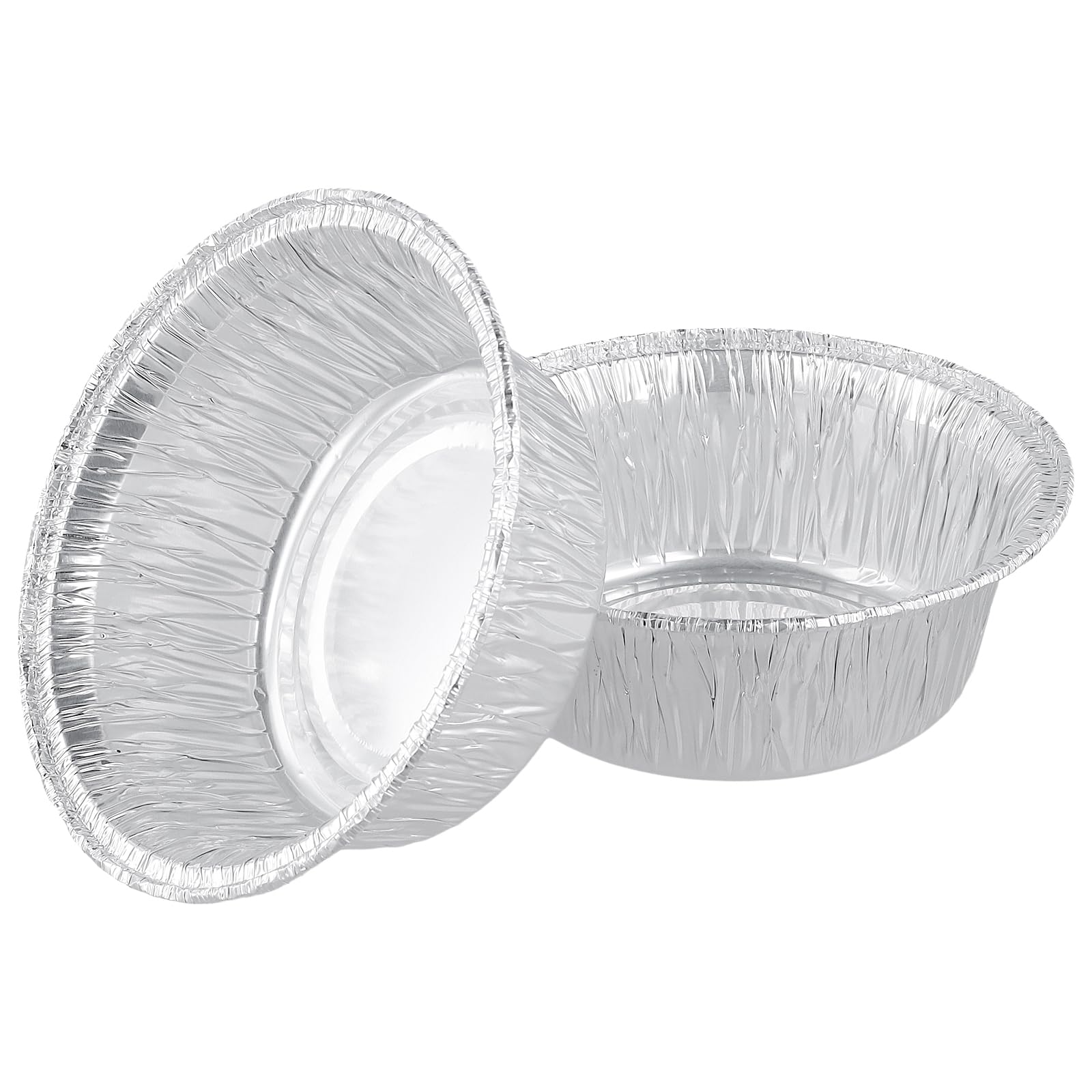 MUKCHAP Paquete de 200 platos de aluminio para tartas de 5 pulgadas, fundas redondas de aluminio de 12 x 8,8 x 4,5 cm, moldes de aluminio para hornear, barbacoa, camping