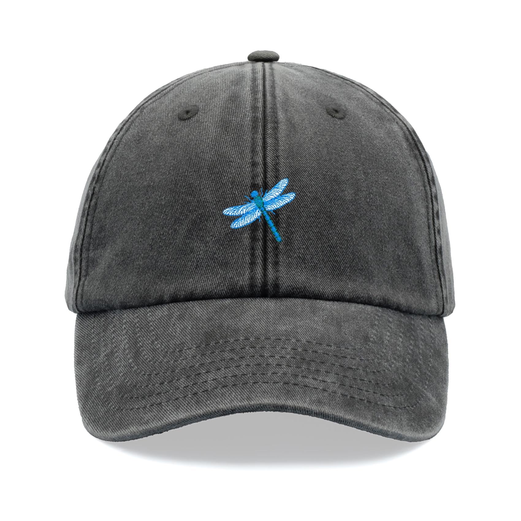 Cap Base Unisex Black Blue Dragonfly Baseball Cap Vintage Washed Dad Hat Adjustable