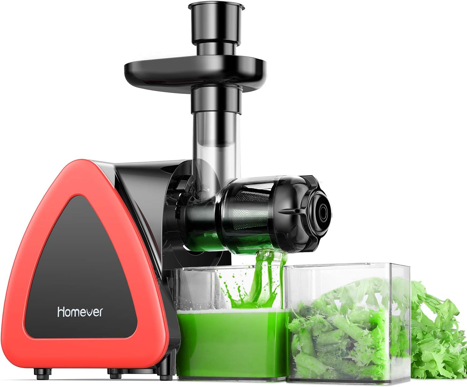Juicer Machines, HOMEVER Slow Masticating Juicer for Fruits and Vegetables, Quiet Motor, Reverse Function, Easy to Clean Hight Nutrient Cold Press Juicer Machine with Juice Cup & Brush, BPA-Free