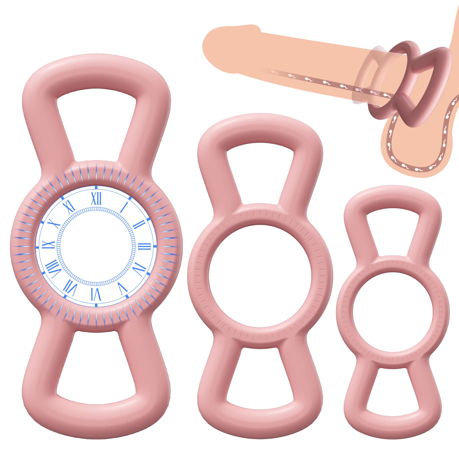 Silicone Cock/Penis Rings Set with 3 C-Ring Set - Helps Create Firmer and Thicker Erections - Side Tabs for Easy Removal and Adjustment Adult Sex Toys for Men or Couple