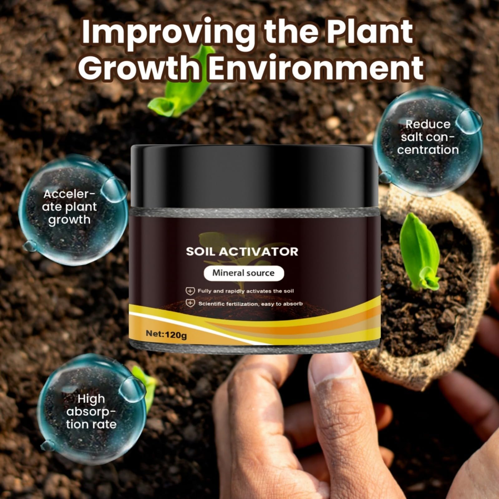 Activateur de sol Soil,activateur de sol organique et engrais pour plantes,pelouses et jardins,Stimulateur De Santé DuSol,revitalisateur de sol multifonctionnel,pour plantes d'intérieur et d'extérieur