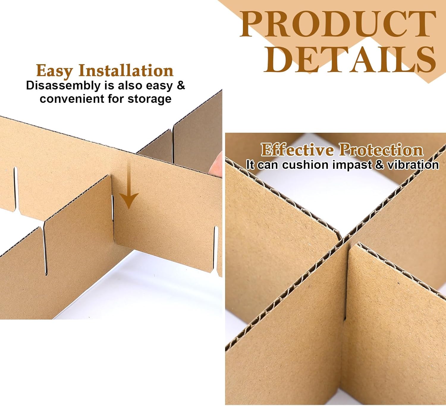 Feifeiya 16 Set Moving Box Divider Kits 13 x 13 x 3 Inch Shipping Cardboard Packing Dividers for Fruit Separation Glass Inserts Moving Kitchen Glassware Dish Packing Supplies(Box Not Included) (Brown)