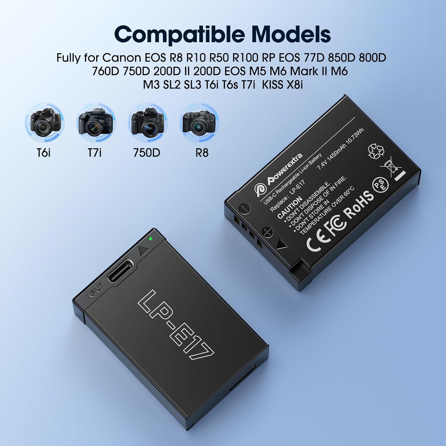 FirstPower LP-E17 Battery And Upgraded 20W Dual Fast Charger For Canon EOS R100 R50 R10 R8 RP, Rebel T8i T7i T6i T6s SL2 SL3, Powershot V1, EOS M3 M5 M6, M6 Mark - View #5