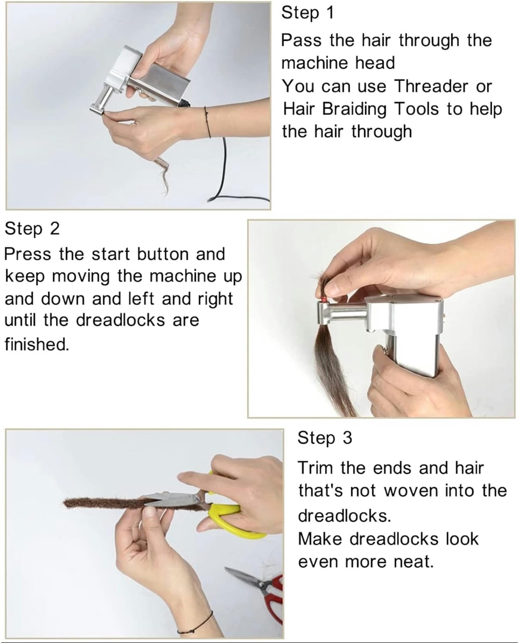 Dreadlocks Maker 6-16mm Mini Handheld Crochet Tricot Machine - Bricolage Récepteur pour Cheveux Longs Et Synthétiques, Facile À Utiliser