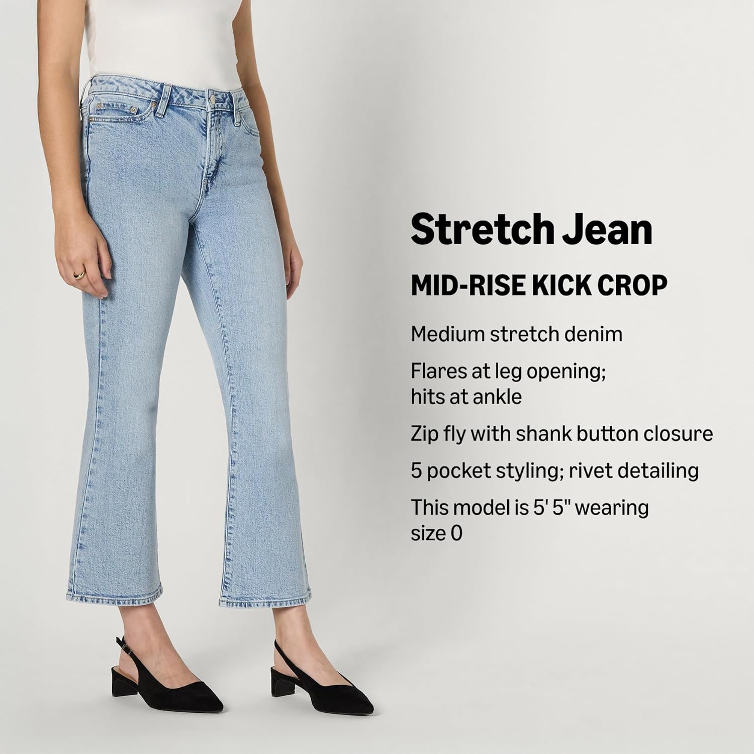 Amazon Essentials Women's Women's Medium Stretch Mid-Rise Kick Crop Jean - Image 4