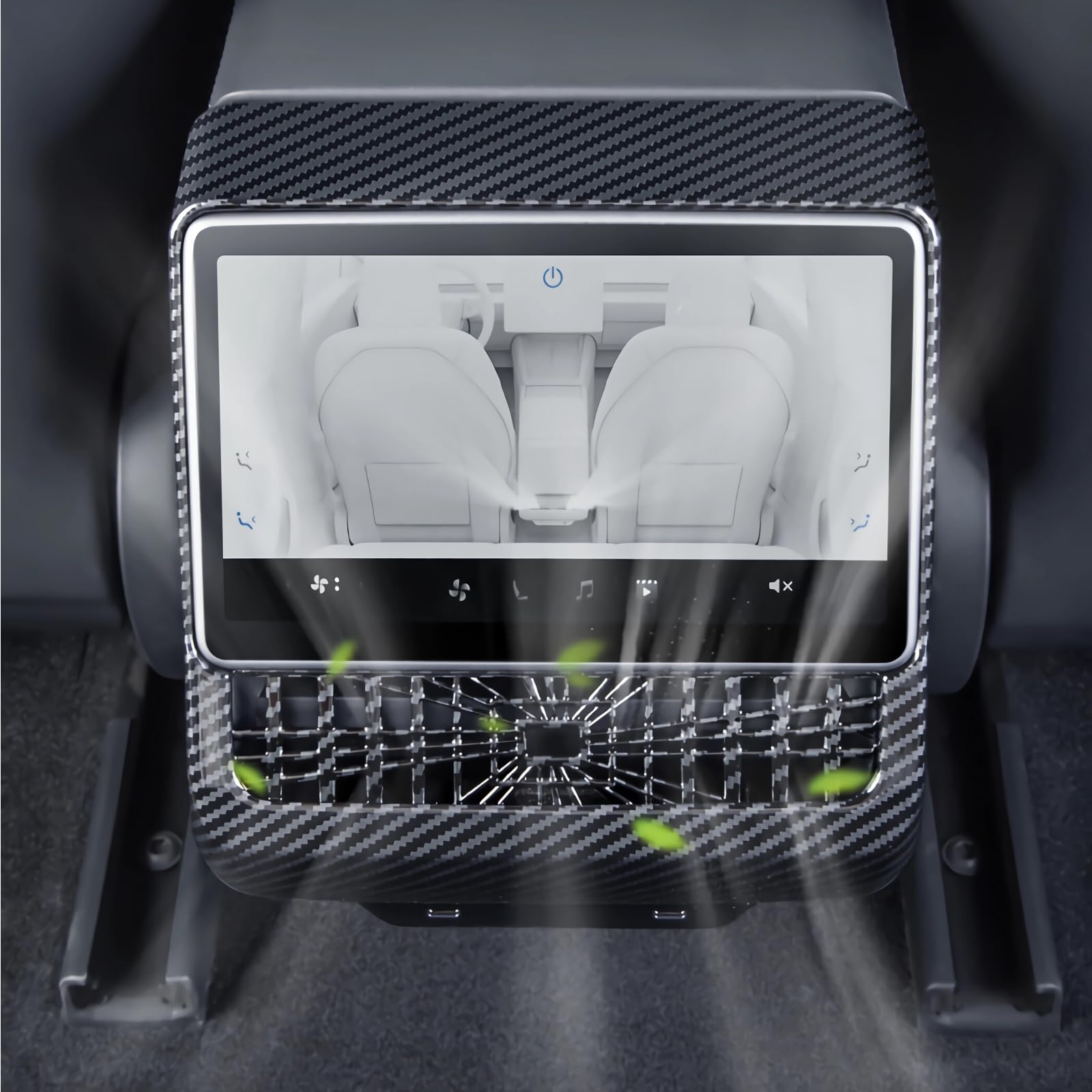 Cache d'aération de console centrale arrière pour Tesla Model 3 Highland 2024 en fibre de carbone - Accessoires de décoration intérieure - Cadeaux pour les propriétaires de Tesla