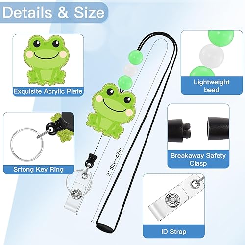 Miniatura 10 de Plifal Cordones para profesores para tarjetas de identificación, carrete retráctil, llavero de tarjetas con cuentas de abeja amarilla para mujeres,