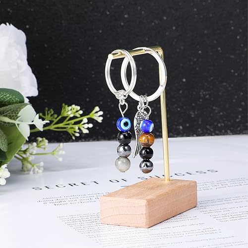 Miniatura 4 de 2 llaveros de cristal natural contra el mal de ojo, llavero de triple protección, regalos inspiradores para mujeres, protección de la suerte para