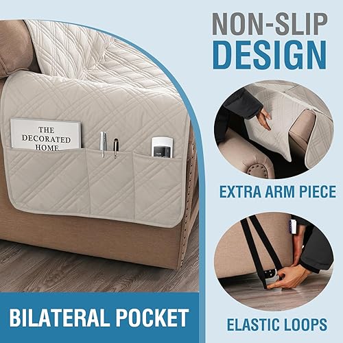 Miniatura 7 de H.VERSAILTEX Fundas de sofá 100% impermeables para mascotas, fundas modernas para sofássofás, funda gruesa y suave para sofá (sofá, roble