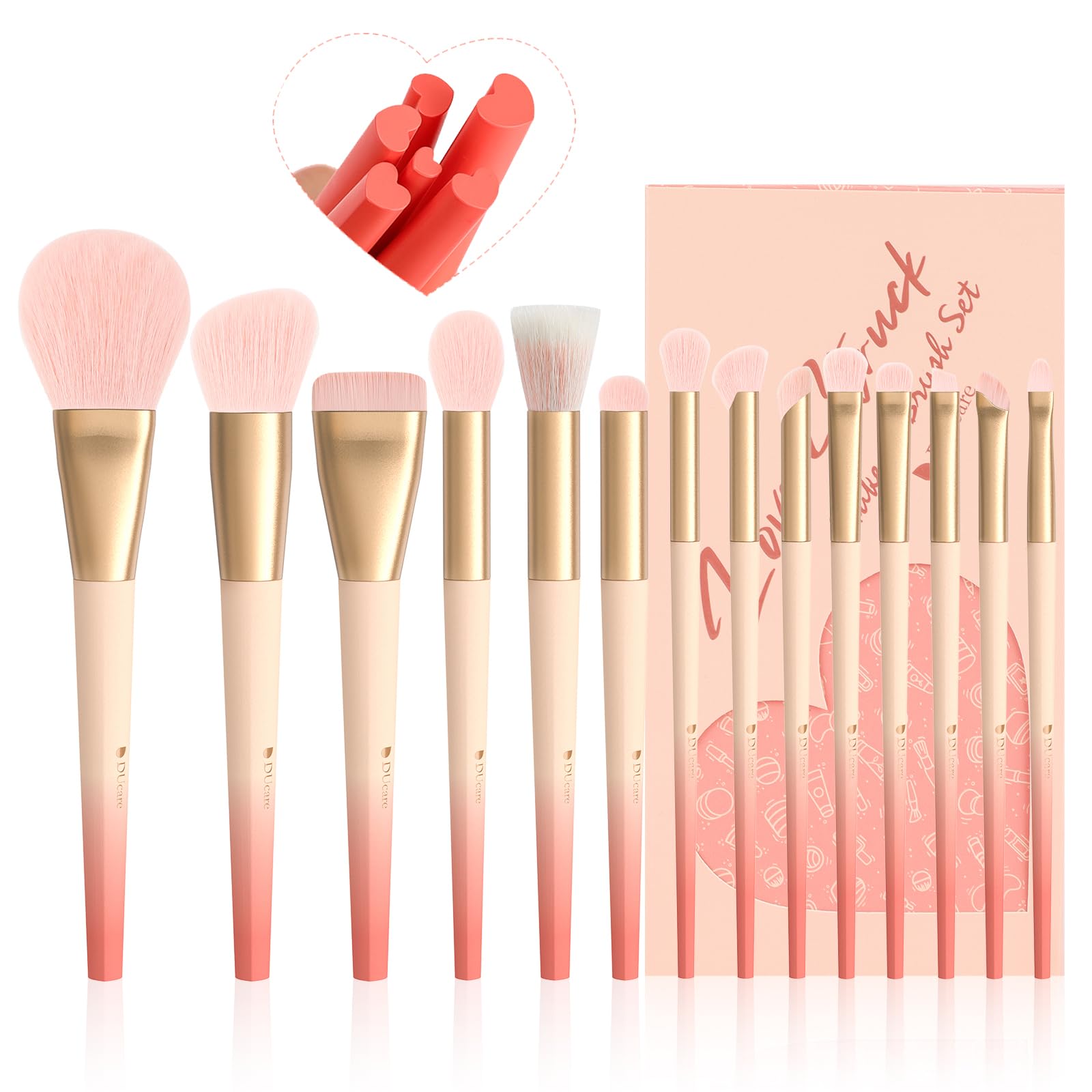DUcare Juego de pinceles de maquillaje, juego de 14 brochas de maquillaje, juego de pinceles de maquillaje, con caja de regalo, regalo de San Valentín, día de la madre/cumpleaños