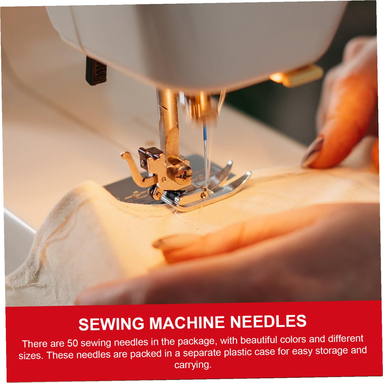WOONEKY Agujas para Máquinas de Coser Anti-salto Metálicas 50 Piezas para Uso Doméstico y Tela Elástica, Herramientas de Costura Profesionales para Confección y Manualidades