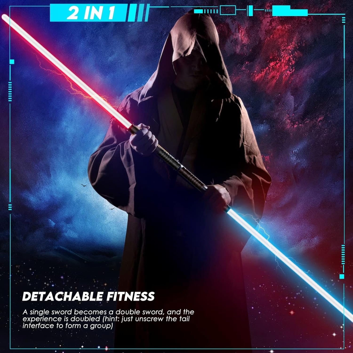 Lischwert Spada laser, RGB 7 colori, 3 modelli, spada laser, effetti sonori vibranti e combattimenti, giocattolo regalo e cosplay per bambini dai 6 anni in su, 77 cm, colore: nero