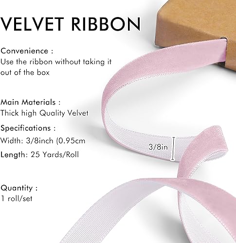 Miniatura 45 de Cinta de terciopelo caqui de 3/8 pulgadas, 25 yardas para árbol de Navidad, envoltura de regalos, ramo de flores, decoraciones de corona