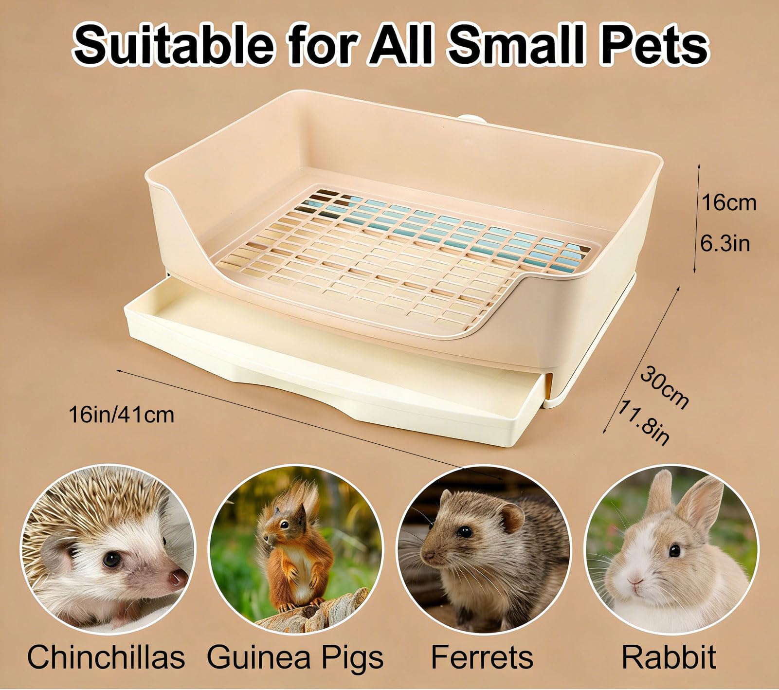 Rabbit Litter Box,Bunny Supplies,Large Pet Litter Pan Trainer with Drawer Corner for Rats Hamsters Ferret Bunny Guinea Pigs Chinchilla Small Animals,Rabbit Cage Accessories for Training Litter Pan - image 2