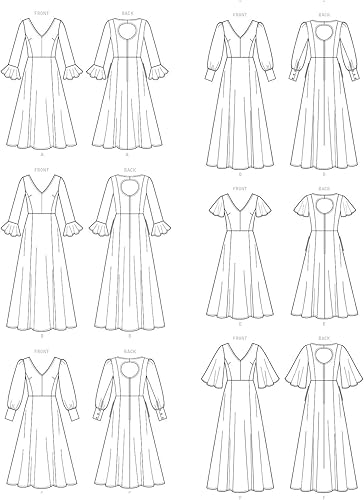 Miniatura 12 de Vogue V9328E5 Easy Women's Flared Sleeve Dress Sewing Patterns, Sizes 14-22, White