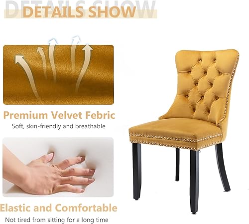 Miniatura 8 de Juego de mesa de comedor extensible para 8, mesa de comedor expandible de 78.74 pulgadas con 8 sillas tapizadas acolchadas amarillas, mesa grande