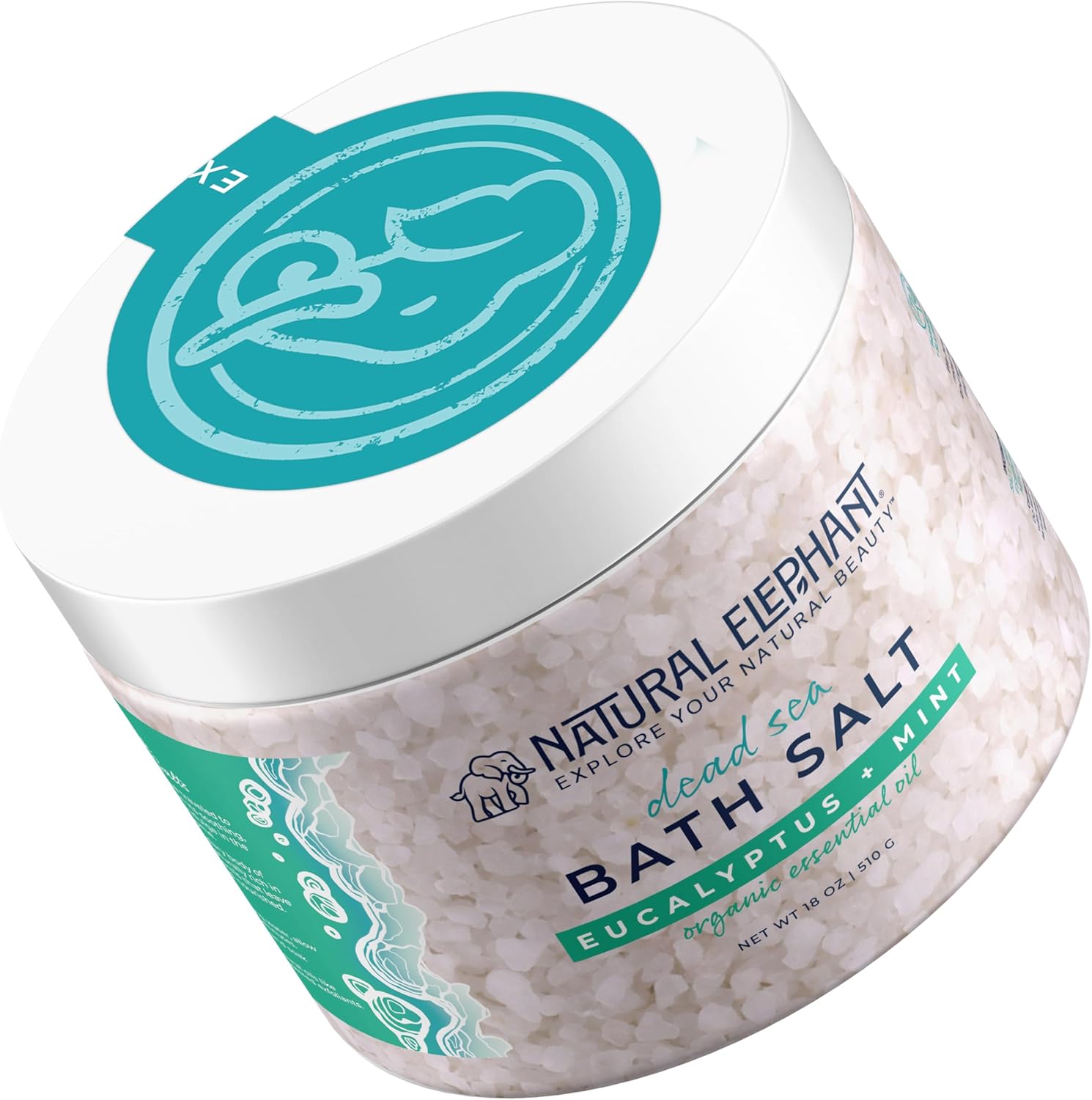 Natural Elephant Dead Sea Bath Salt Bathing and Foot Soak for Relaxing and Nourishing- 100% Pure with Essential Oil - Medium Coarse Grain (18 oz Jar, Eucalyptus Mint) - Image 6