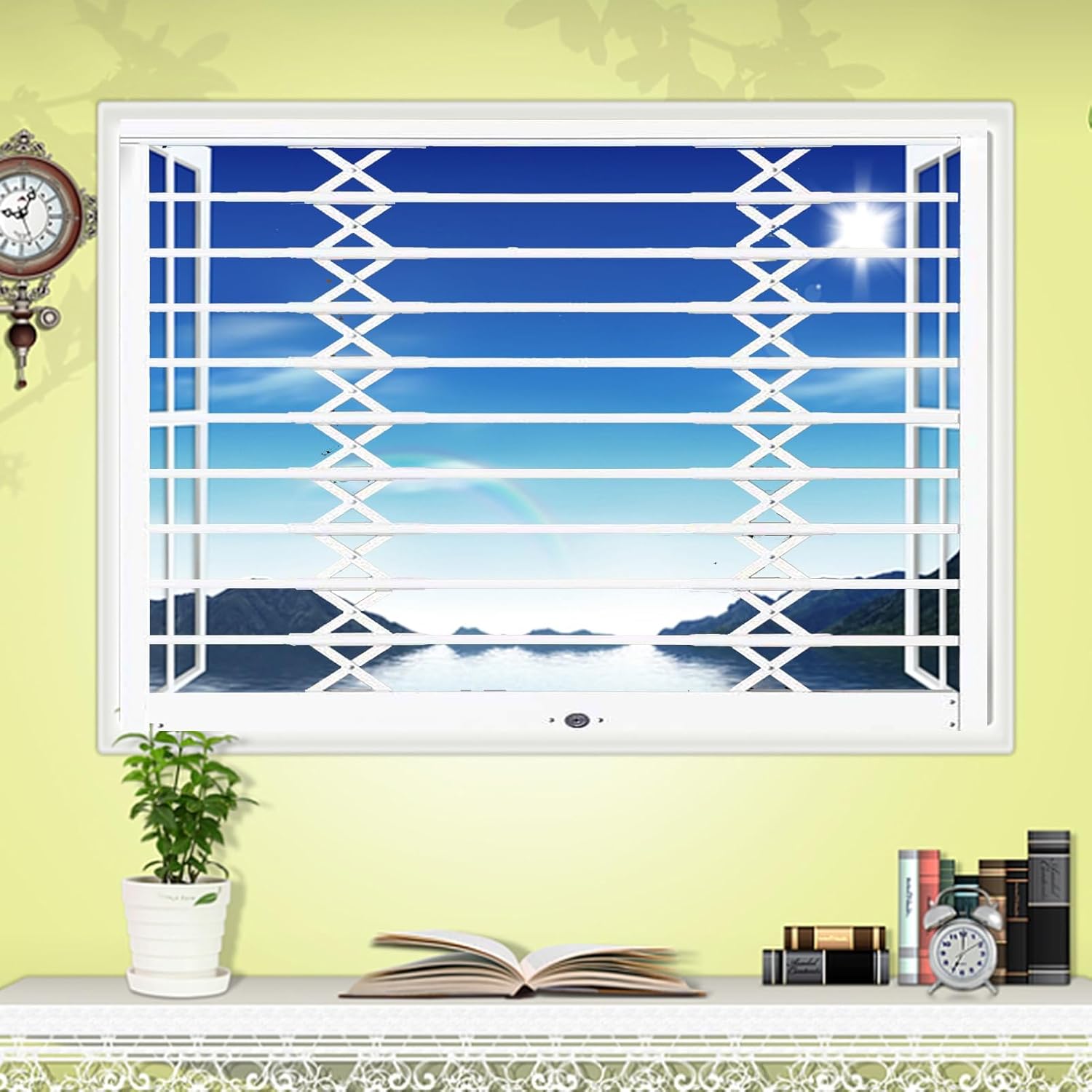 Small Folding Sliding Window Guard, Aluminum Push-Pull Invisible Panel for Bedroom, Office & Home, Secure & Stylish Gate (50x100cm)