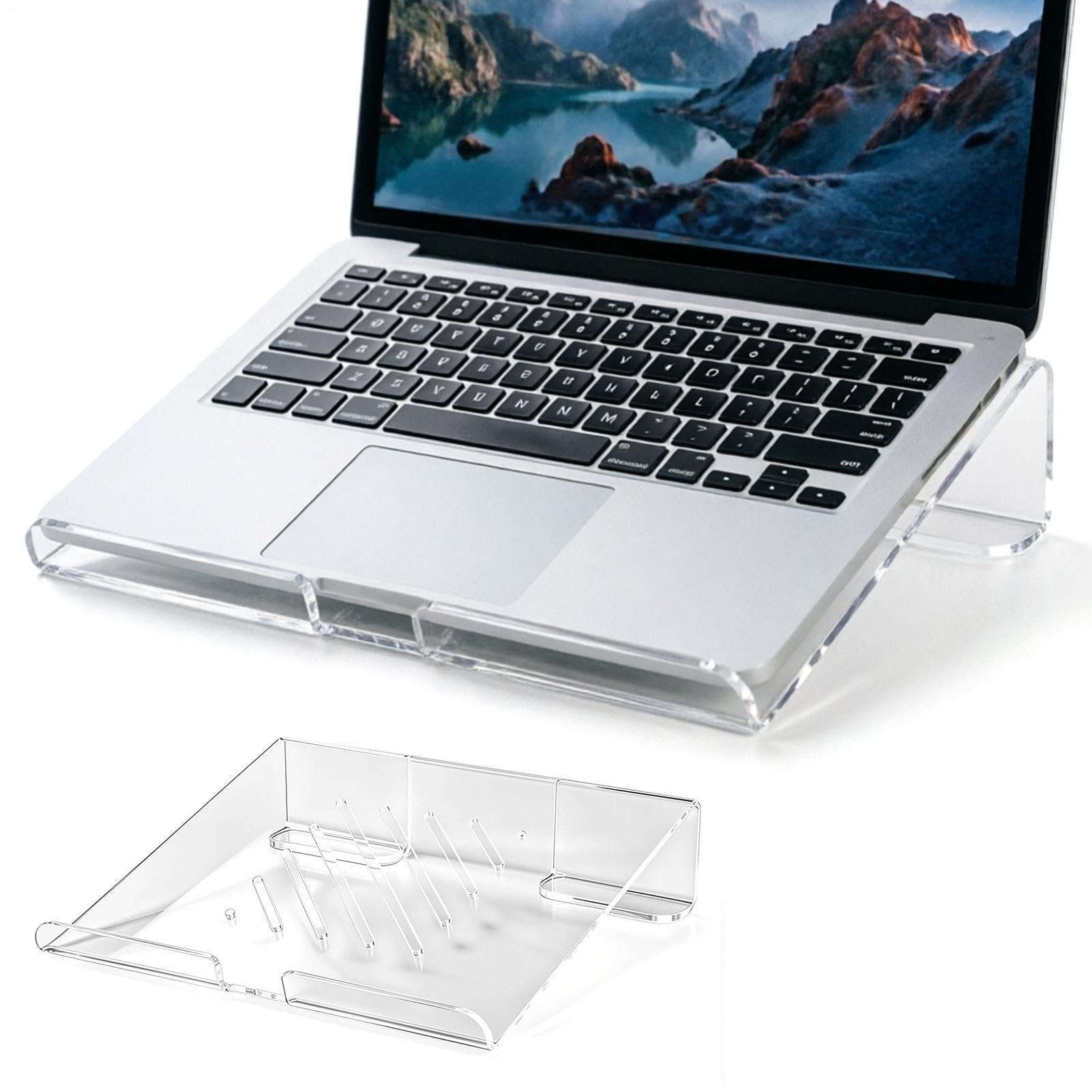 Support ordinateur portable acrylique transparent avec aération pour bureau - 8