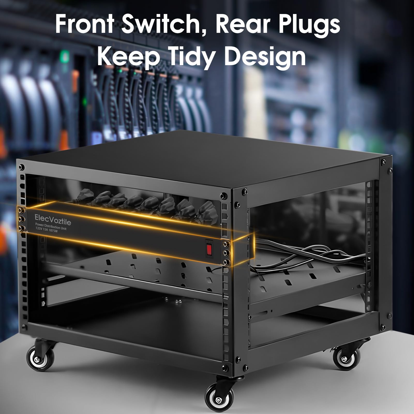 Regleta de alimentación PDU de 16 tomas, protección contra sobretensiones 1020J e interruptor de sobrecarga de 15 A, se adapta a rack de servidor de red de 19 pulgadas, cable de 6 AWG 14