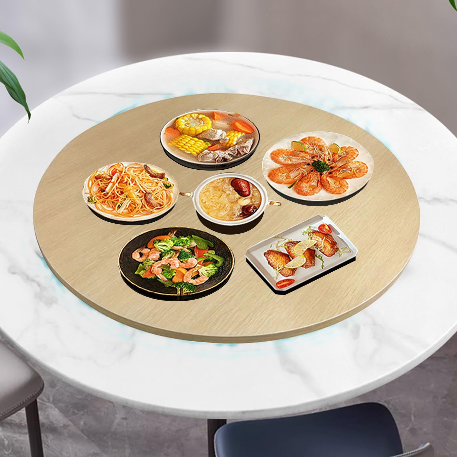 100 cm drewniany gramofon Lazy Susan do stołu w jadalni Ciche łożyska obrotowa taca do serwowania, idealna na imprezy, spotkania i design