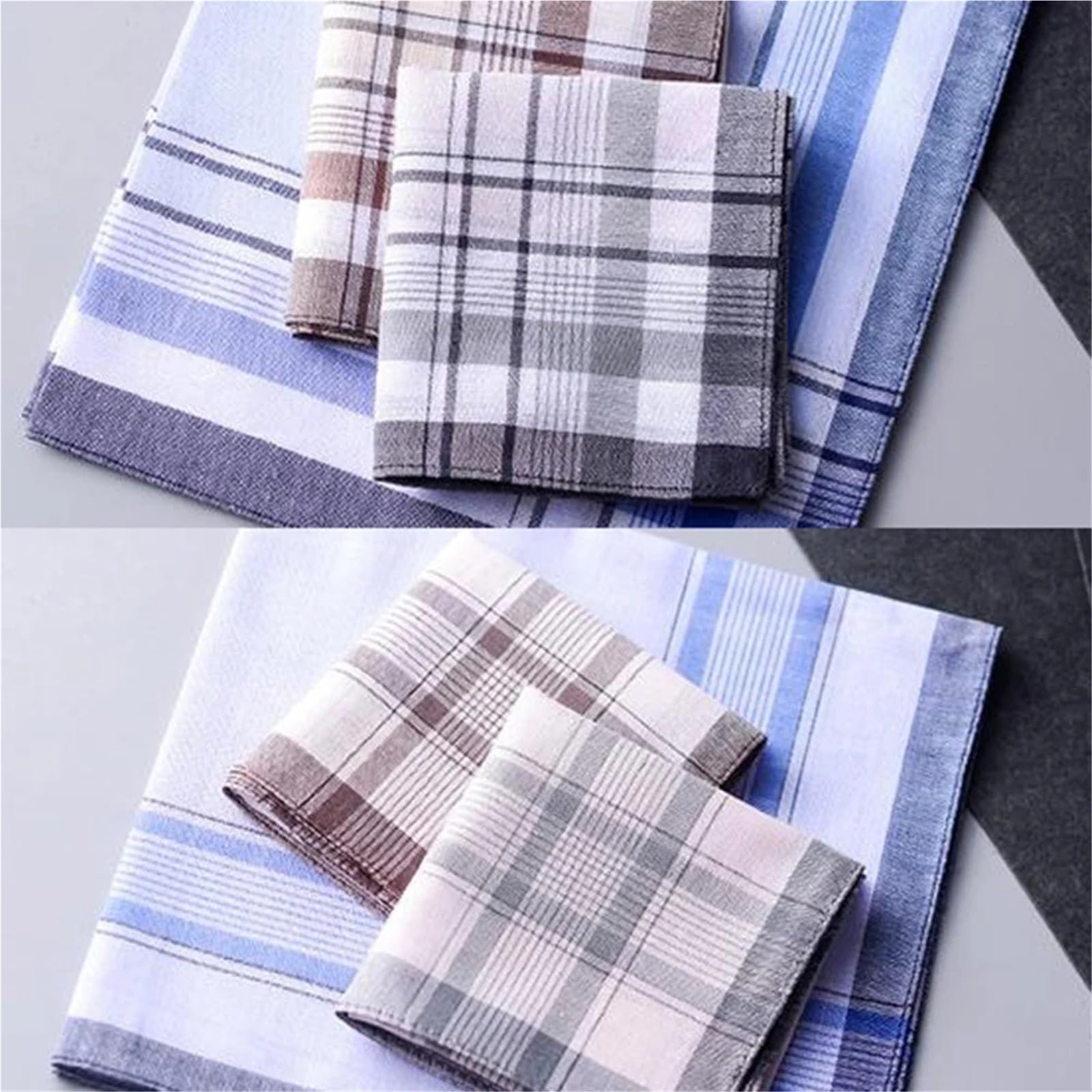 Pañuelos cuadrados de algodón a rayas a cuadros 38x38cm 10 piezas Hombres