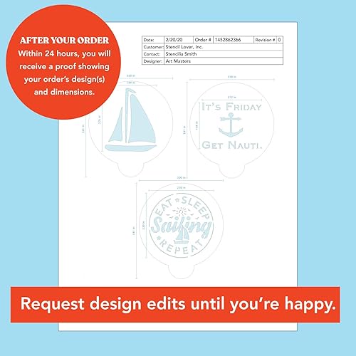 Miniatura 2 de Stencil Stop - Plantilla de café personalizada - personalizable para logotipos de negocios, rostros, imágenes - 14 Mil plástico Mylar (3.5 x 3.5