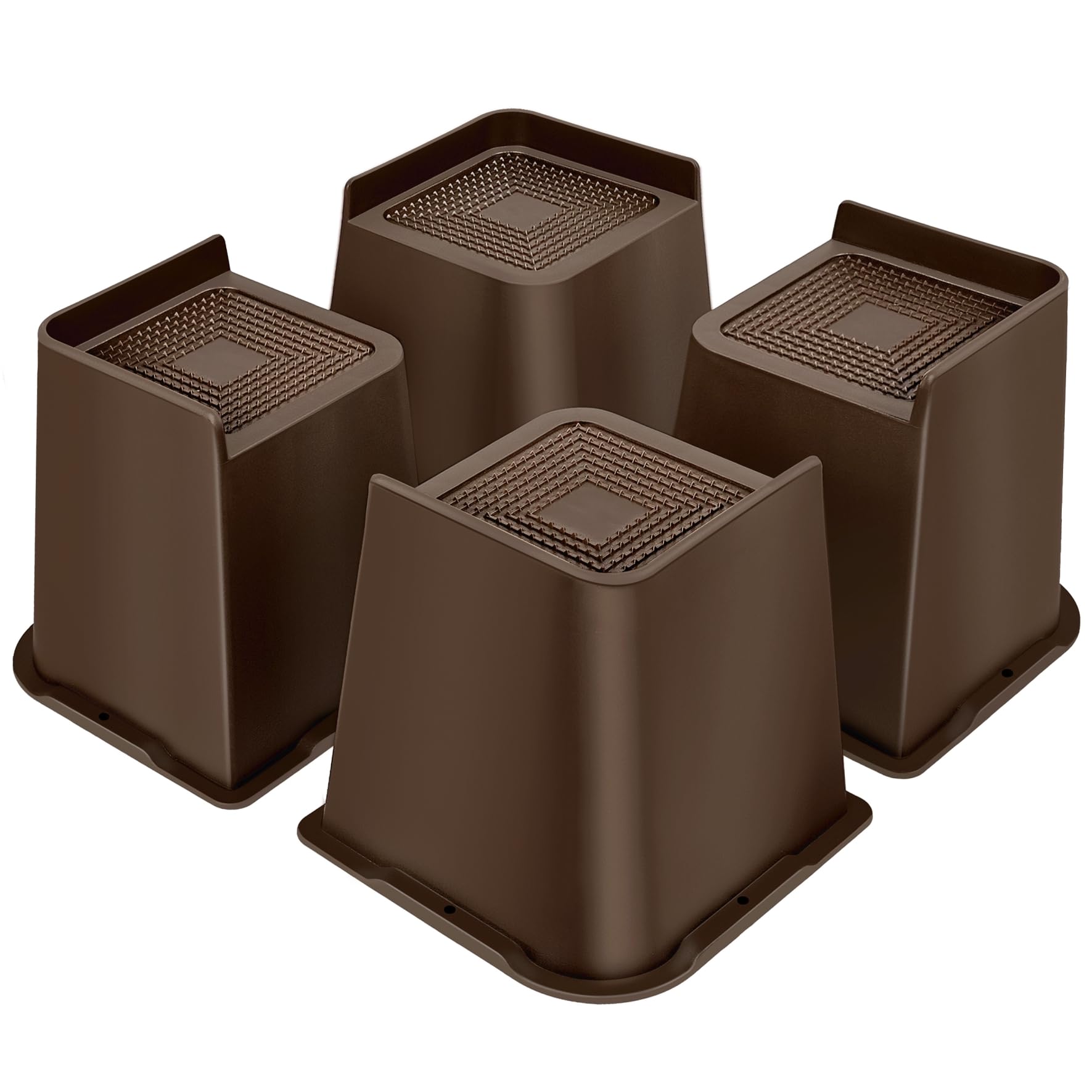 Mixdora Dark Brown Bed Risers 5 Inch Heavy Duty 4 Pack Funiture Risers L Shape Table Riser Chair Raisers Lifter For Sofas Couches Desks (, 5 Inch)